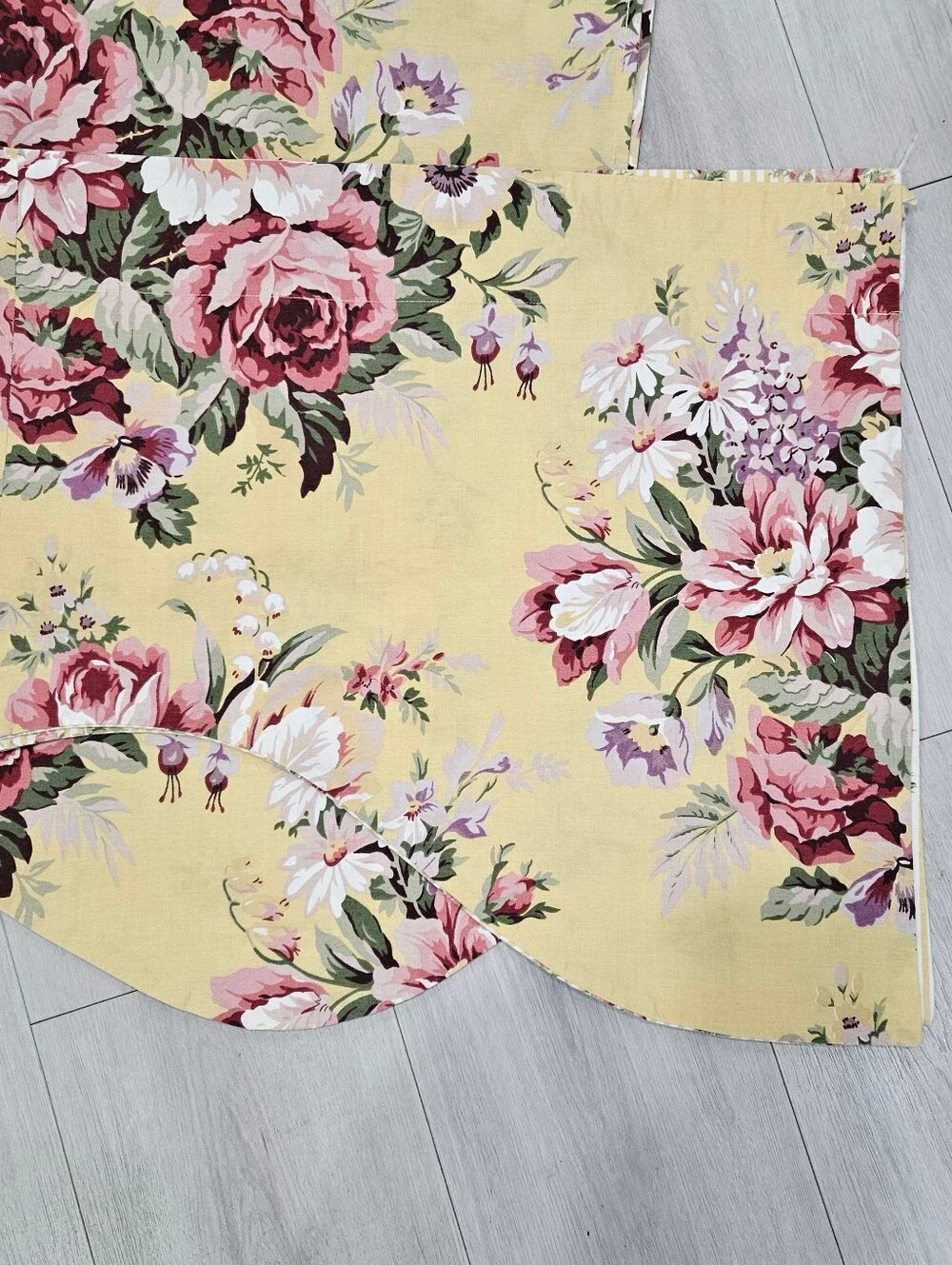 Ralph Lauren Sophie Brooke Yellow Floral & Stripe 2 Valances & 4 Curtain Panels